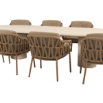 Dining tafel Hampton ovaal mortex 300 cm + Dining stoel Biarritz amber 9-dlg