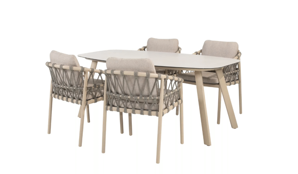 Dining tafel Manolo latte 180 cm + Dining stoel Piacenza 5-dlg