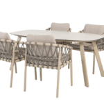 Dining tafel Manolo latte 180 cm + Dining stoel Piacenza 5-dlg