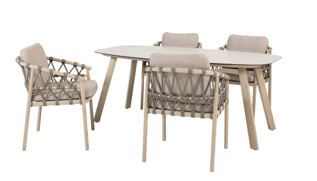 Dining tafel Manolo latte 180 cm + Dining stoel Piacenza 5-dlg