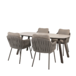 Dining tafel Manolo terre 180 cm + Dining stoel Cannes 5-dlg