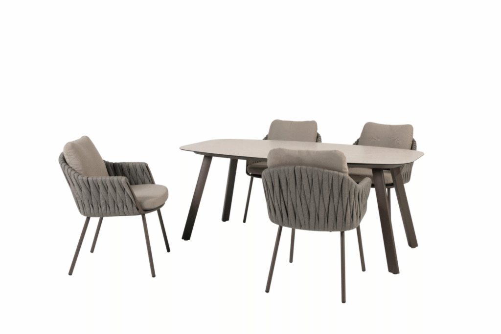 Dining tafel Manolo terre 180 cm + Dining stoel Cannes 5-dlg