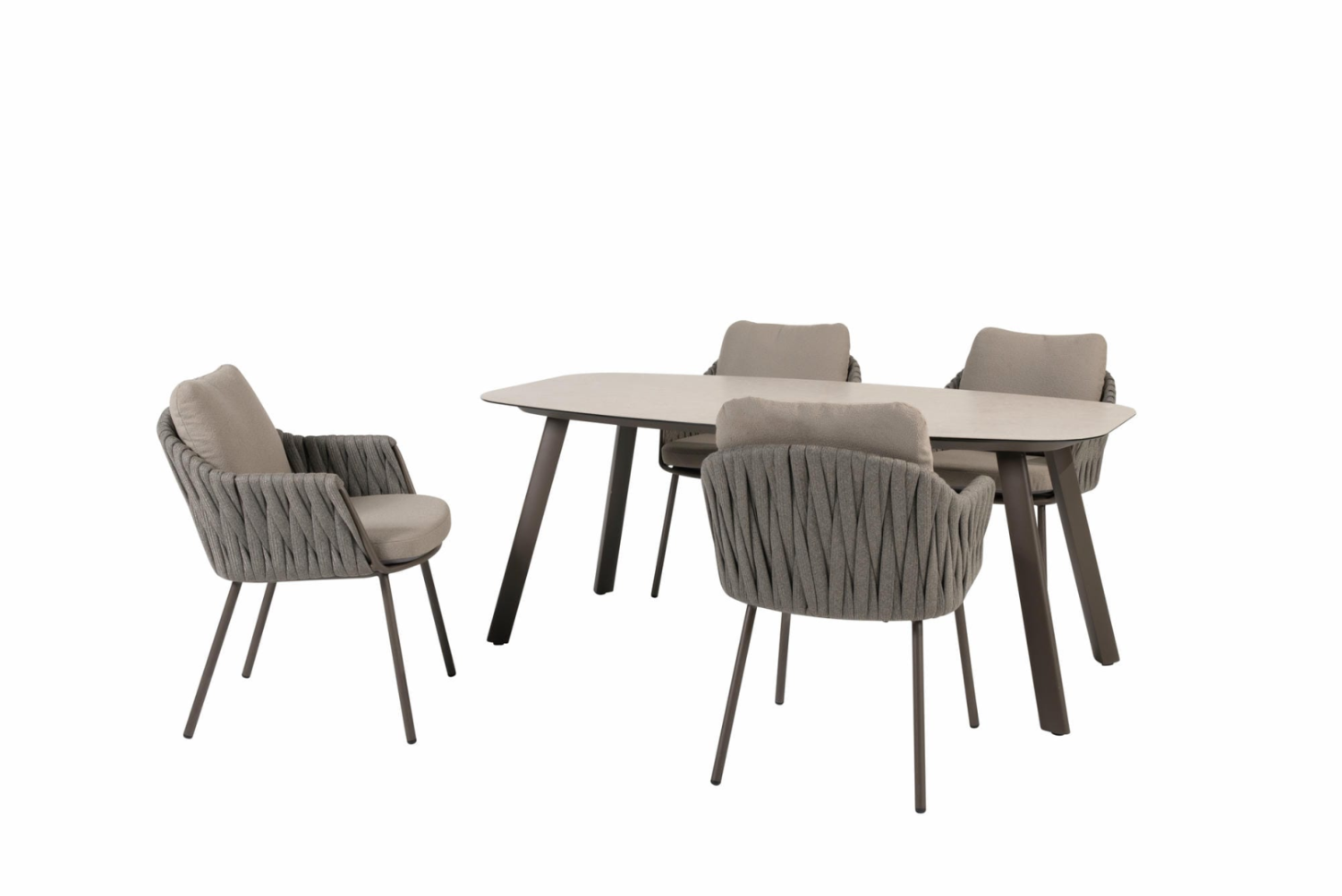Dining tafel Manolo terre 180 cm + Dining stoel Cannes 5-dlg