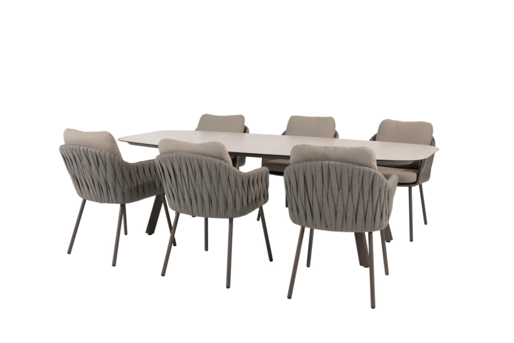 Dining tafel Manolo terre 240 cm + Dining stoel Cannes 7-dlg