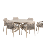 Dining tafel Prado latte Ø160 cm + Dining stoel Piacenza 8-dlg