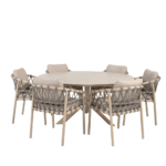 Dining tafel Prado latte Ø160 cm + Dining stoel Piacenza 8-dlg
