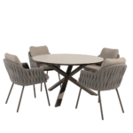 Dining tafel Prado terre Ø130 cm + Dining stoel Cannes 6-dlg