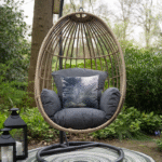 Hangstoel Panama swing chair egg carbon black rotan