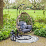 Hangstoel Panama swing chair egg carbon black rotan