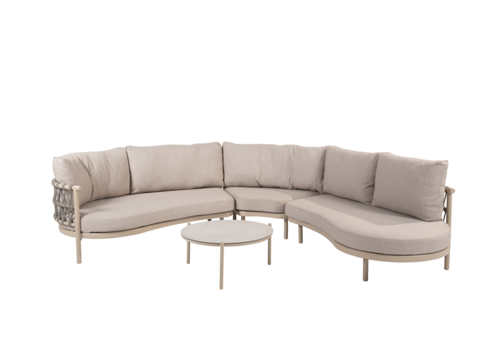 Hoek loungeset Piacenza + Loungetafel Vic Ø73 cm 4-dlg