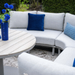 Lounge-dining tafel Matera taupe light teak - Ø112x68 cm