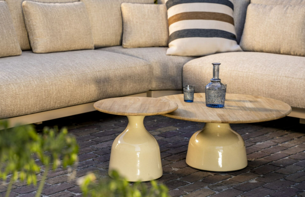 Loungetafel June rond teak creme - Ø80
