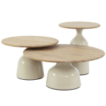 Loungetafel June rond teak creme - Ø80