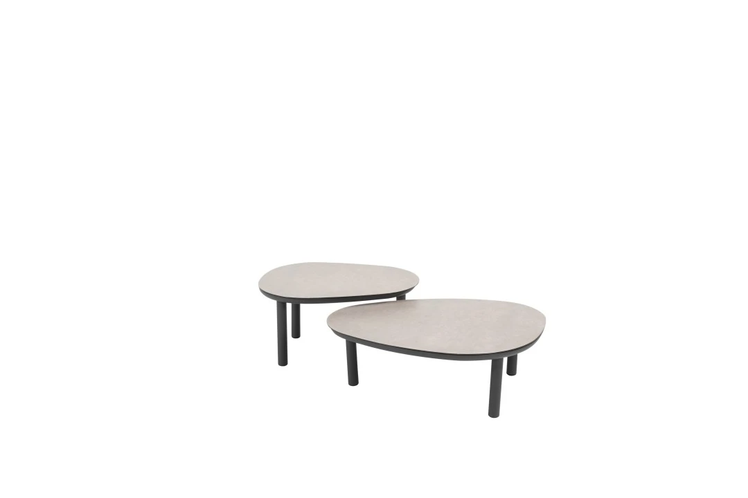 Loungetafel set Monroe antraciet - Ø80x27 cm en Ø65x32 cm