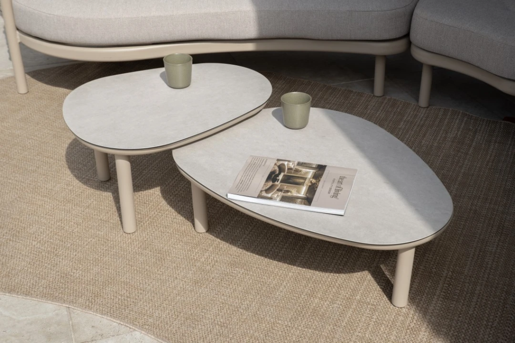 Loungetafel set Monroe latte - Ø80x27 cm en Ø65x32 cm