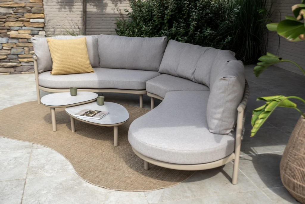 Loungetafel set Monroe latte - Ø80x27 cm en Ø65x32 cm