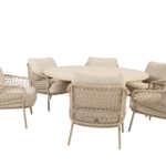 Low dining tafel Hampton mortex Ø160 + Low dining stoel Sardinia 8-dlg