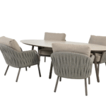 Low dining tafel Salute terre + Low dining stoel Cannes 5-dlg