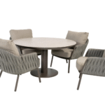 Low dining tafel Sara terre Ø130 cm + Low dining stoel Cannes 5-dlg