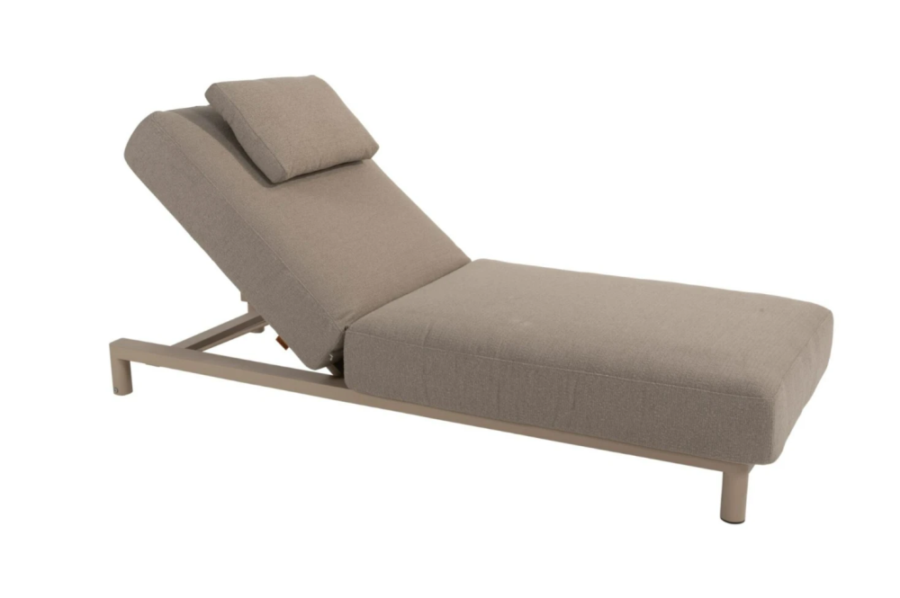 Madeira ligbed incl. kussen en hoofdsteun latte