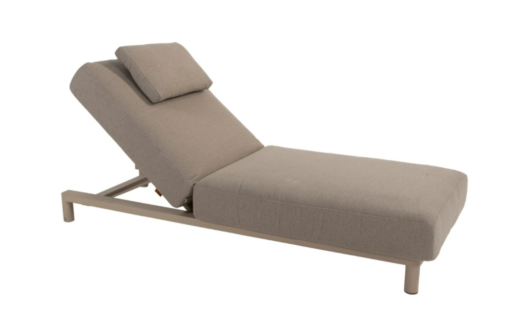 Madeira ligbed incl. kussen en hoofdsteun latte