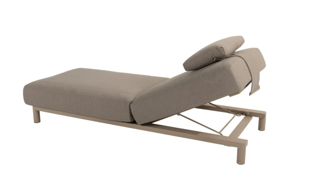 Madeira ligbed incl. kussen en hoofdsteun latte