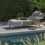 Madeira ligbed incl. kussen en hoofdsteun latte