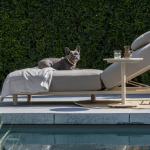 Madeira ligbed incl. kussen en hoofdsteun latte