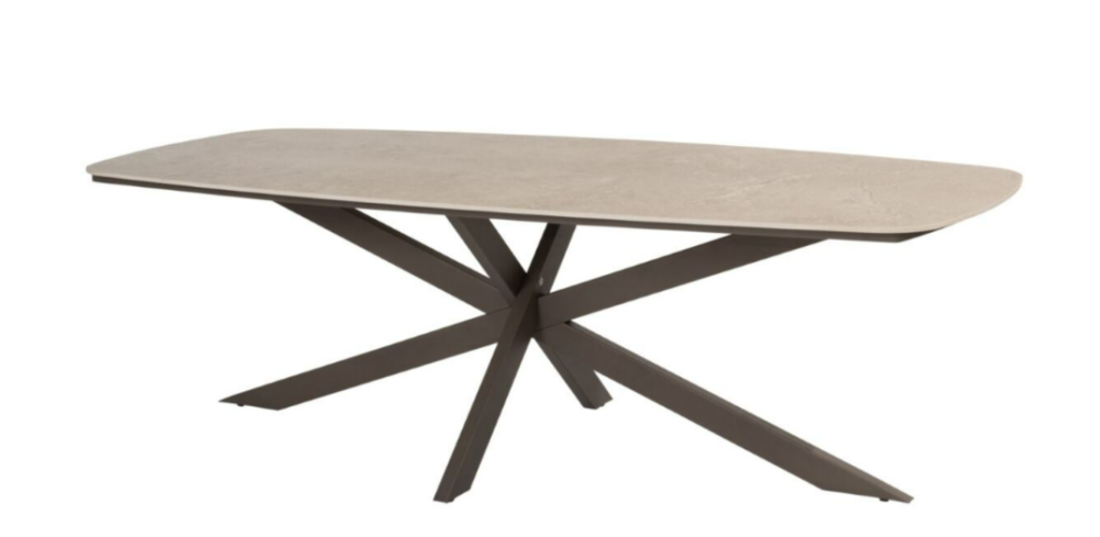 Prado keramisch tafelblad barrel terre 240 x 105 cm.