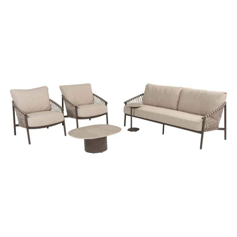 Stoel-bank loungeset Allora 3-dlg + Loungetafel Sofie