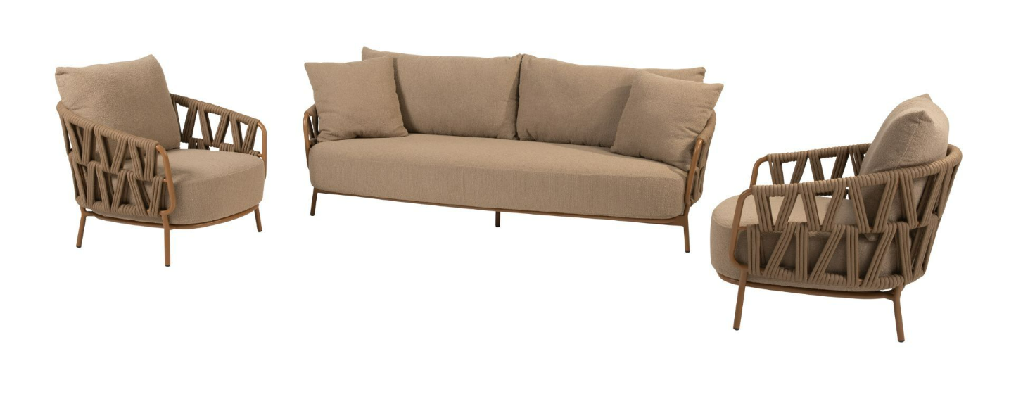 Stoel-bank loungeset Biarritz amber 3-dlg