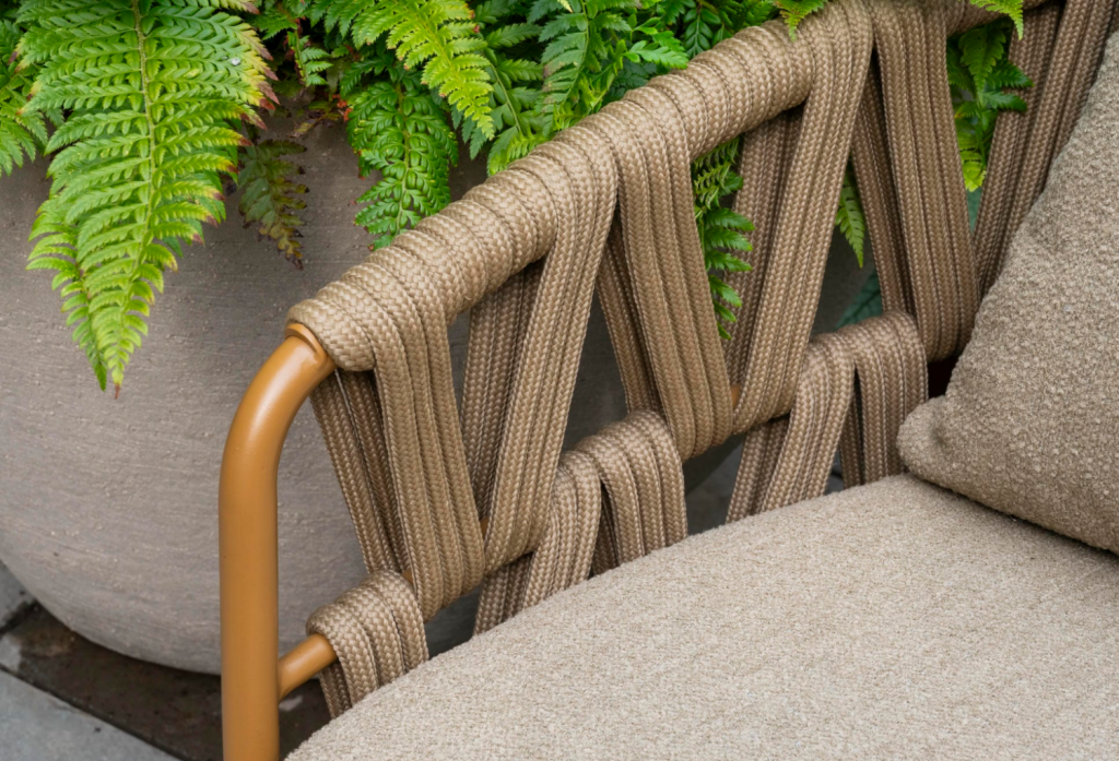 Stoel-bank loungeset Biarritz amber + loungetafel set Hampton mortex 5-dlg