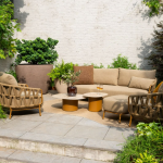 Stoel-bank loungeset Biarritz amber + loungetafel set Hampton mortex 5-dlg