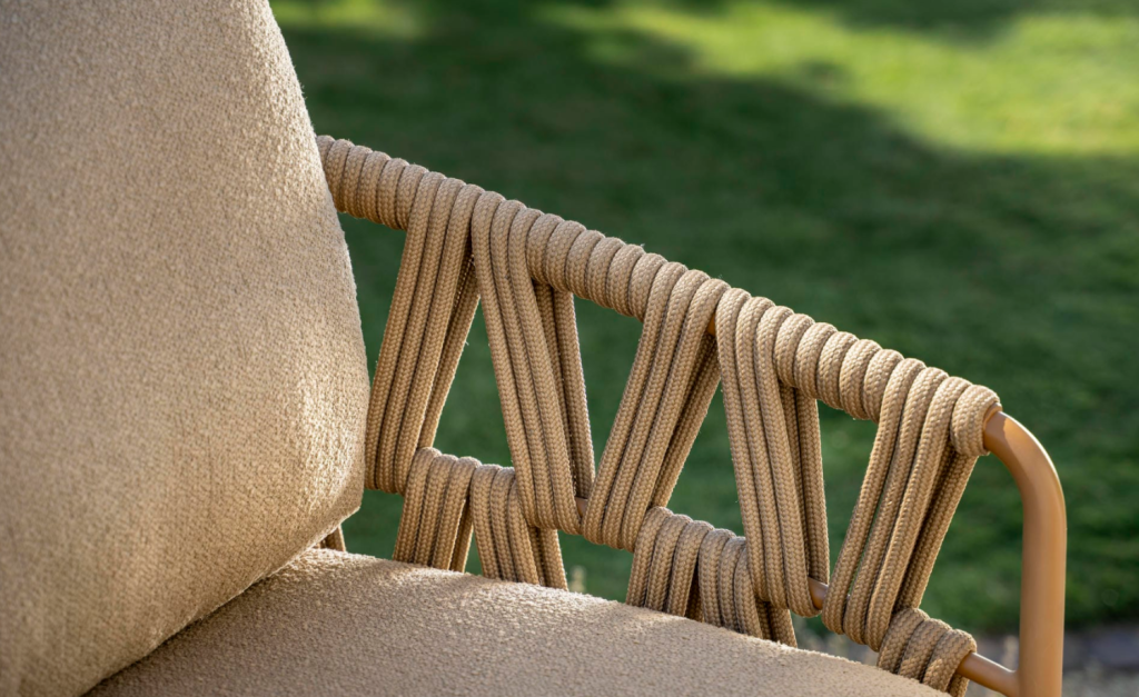 Stoel-bank loungeset Biarritz amber + loungetafel set Hampton mortex 5-dlg