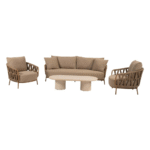 Stoel-bank loungeset Biarritz + Loungetafel Hampton ovaal 4-dlg