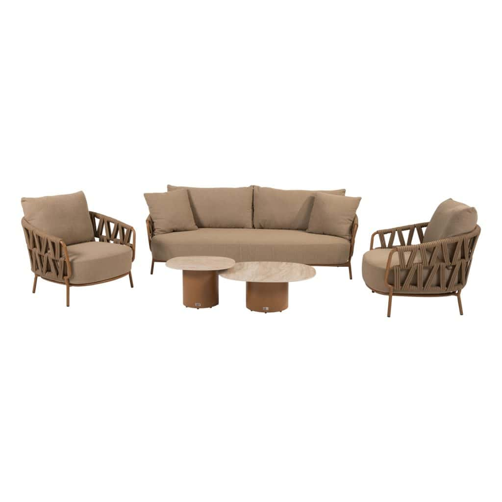Stoel-bank loungeset Biarritz + Loungetafel set Sofie 7-dlg