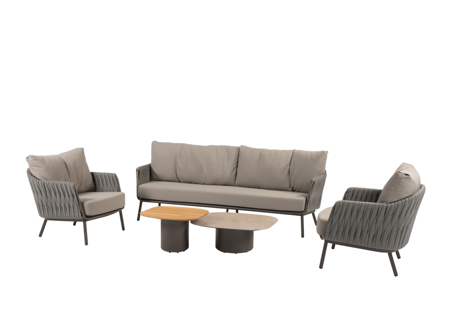Stoel-bank loungeset Cannes + Loungetafel set Demi 5-dlg
