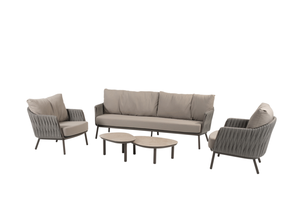 Stoel-bank loungeset Cannes + Loungetafel set Monroe 5-dlg