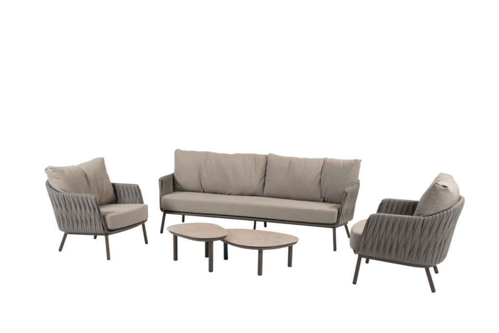 Stoel-bank loungeset Cannes + Loungetafel set Monroe 5-dlg