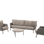 Stoel-bank loungeset Cannes + Loungetafel Vic Ø73 cm 4-dlg
