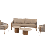 Stoel-bank loungeset Milos + Loungetafel set Sofie 7-dlg