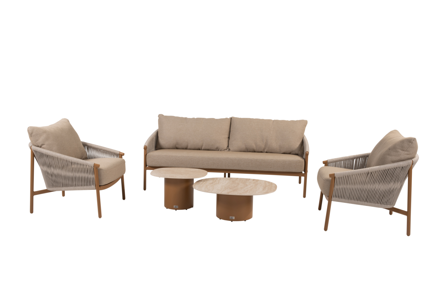 Stoel-bank loungeset Milos + Loungetafel set Sofie 7-dlg