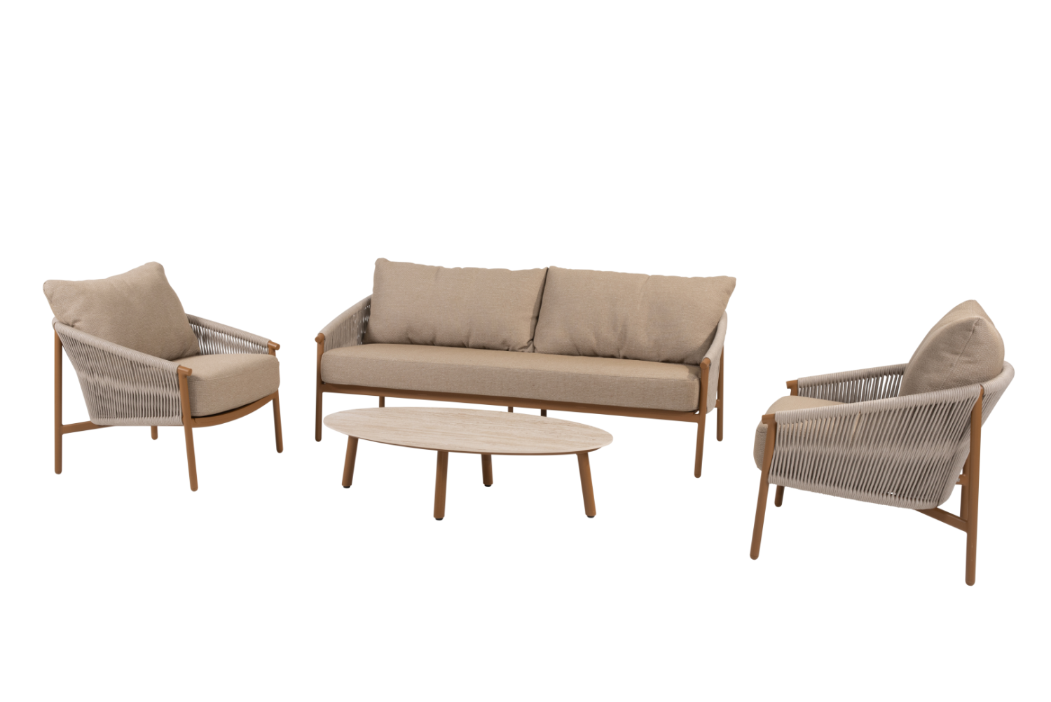 Stoel-bank loungest Milos + Loungetafel Salute ovaal 4-dlg