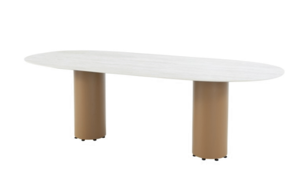 Colorado ovaal tafelblad keramisch travertin 240 x 105 cm