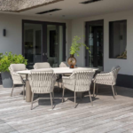 Dining tafel Arizona kiezel-vorm 240 cm + Dining stoel Montera 8-dlg