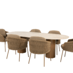Dining tafel Colorado travertin ovaal + Dining stoel Molina 8-dlg