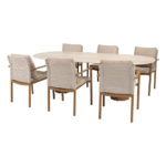 Dining tafel Colorado travertin ovaal + dining stoel Safina 10-dlg