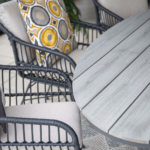 Dining tafel Edison Grey teak 220 cm + Dining stoel Margriet sand 7-dlg