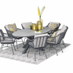 Dining tafel Edison Grey teak 220 cm + Dining stoel Margriet sand 7-dlg