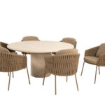 Dining tafel Hampton mortex Ø160 cm + Dining stoel Molina 8-dlg